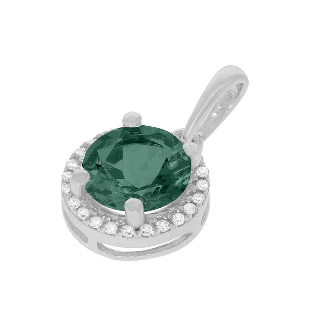 Emerald and Diamond Halo Pendant PD31343A EMERALD